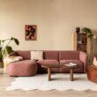 fonQ - by fonQ Soft Hoekbank met Chaise Longue Links – Micro Chenille – Oud Roze black friday deals