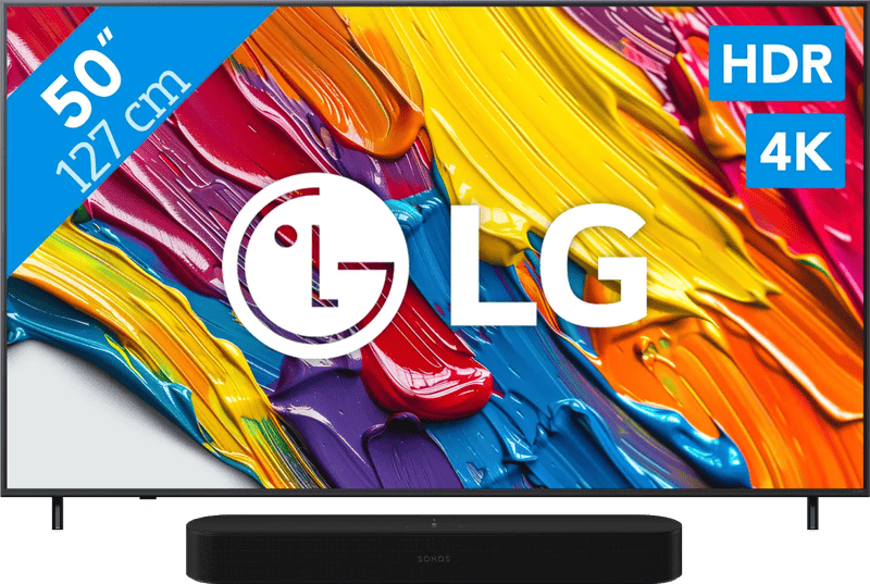 Coolblue - LG 50″ QNED82 4K (2025) + Sonos Beam Gen2 Zwart black friday deals