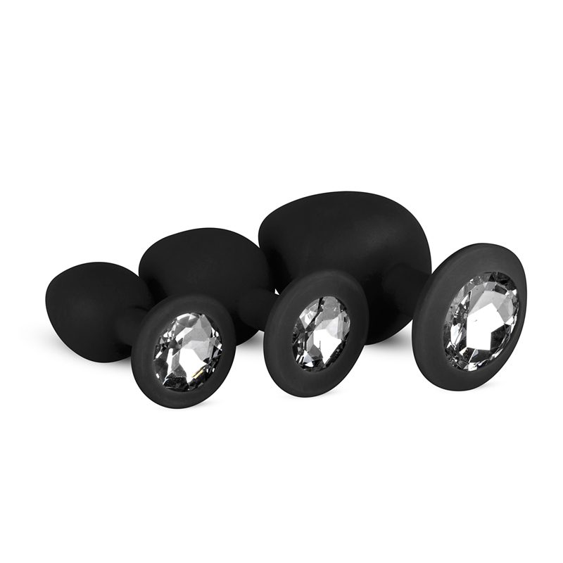 EasyToys - Siliconen Buttplug Set Met Diamantjes – Zwart black friday deals