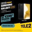 Tele2 - Mobiel - Samsung Galaxy S22 €198 voordeel op 20GB + €100 cashback black friday deals